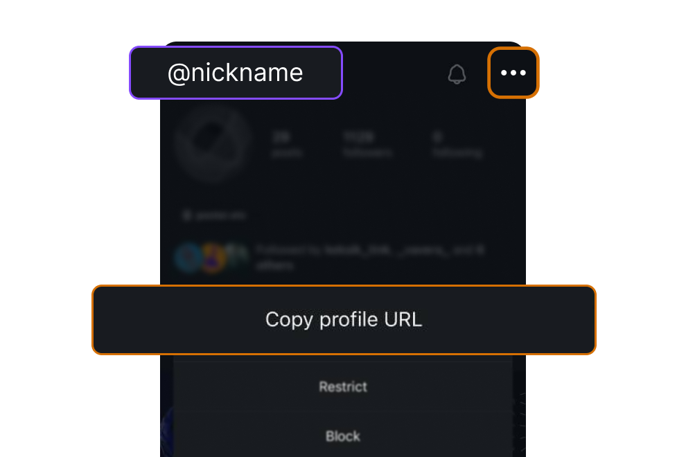 Zkopírujte uživatelské jméno nebo odkaz na profil